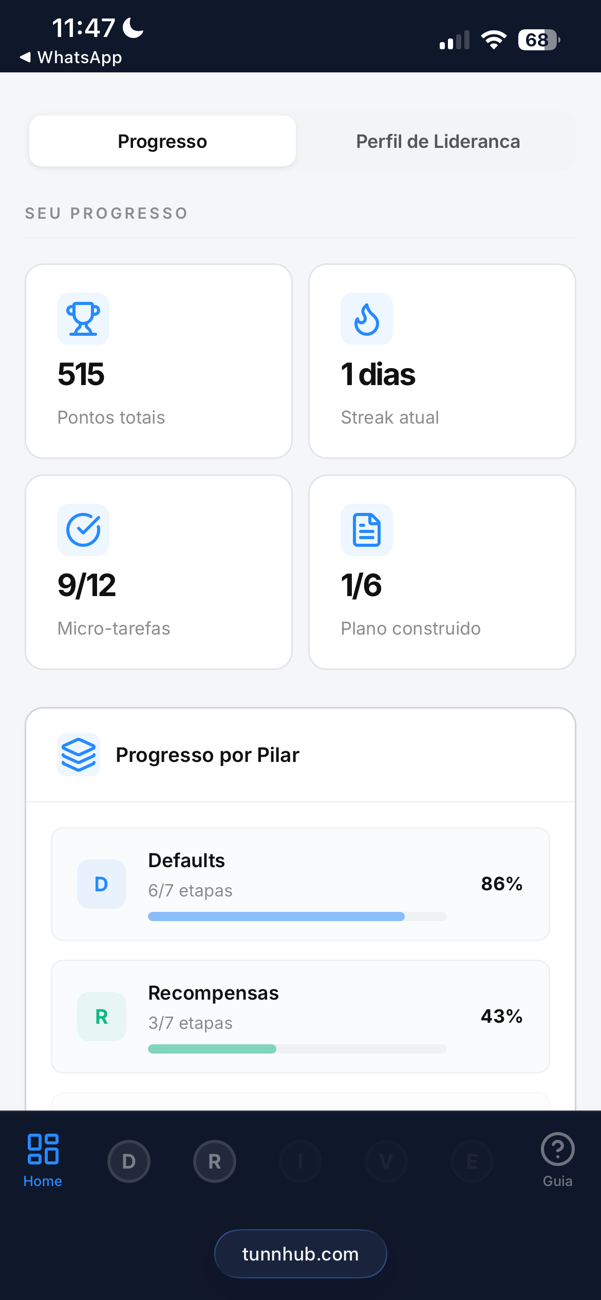 Dashboard do app DRIVE Executive
