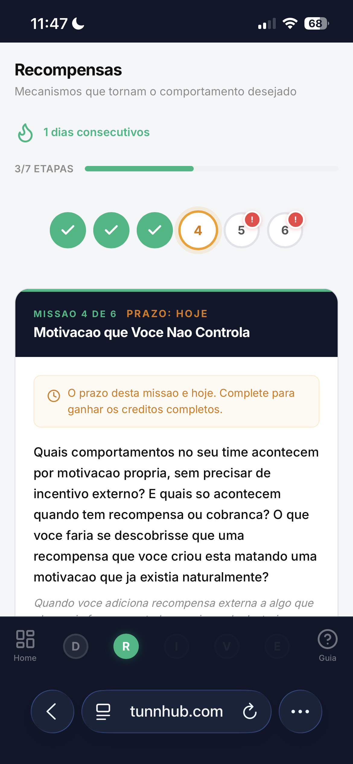 Missão diária no app DRIVE