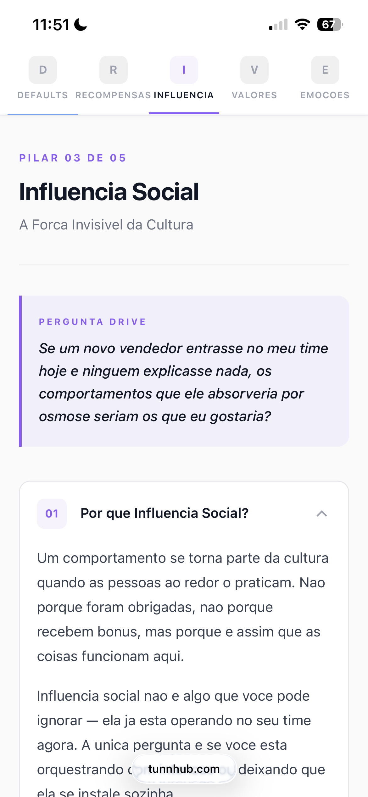 Pilar Influência no app DRIVE