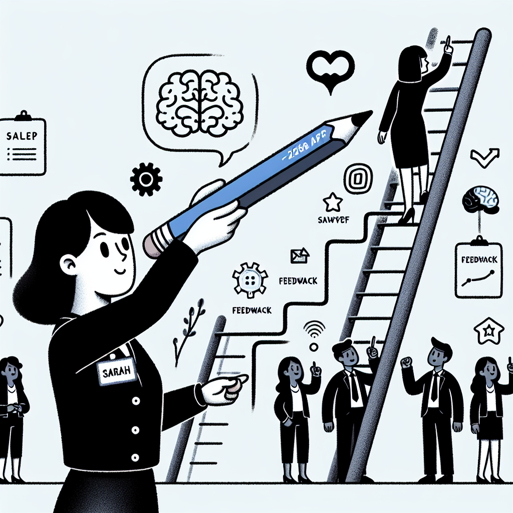 Sarah criando a escada de sucesso da equipe comercial com elementos da neurociência